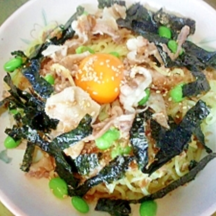 冷やし中華でアレンジ枝豆豚しゃぶ麺!